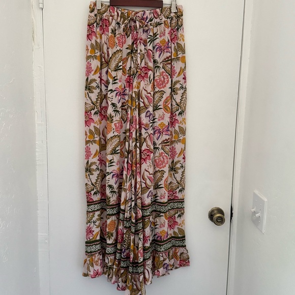 Angie pants M Multicolor Floral Wide Leg beachy coastal vacation festival boho - Picture 2 of 12